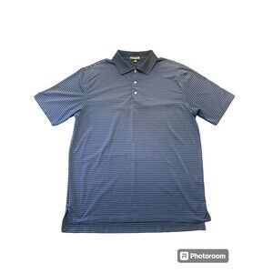 Peter Millar Summer Comfort Men’s Large Polo Casual Golf Striped Purple And Blue